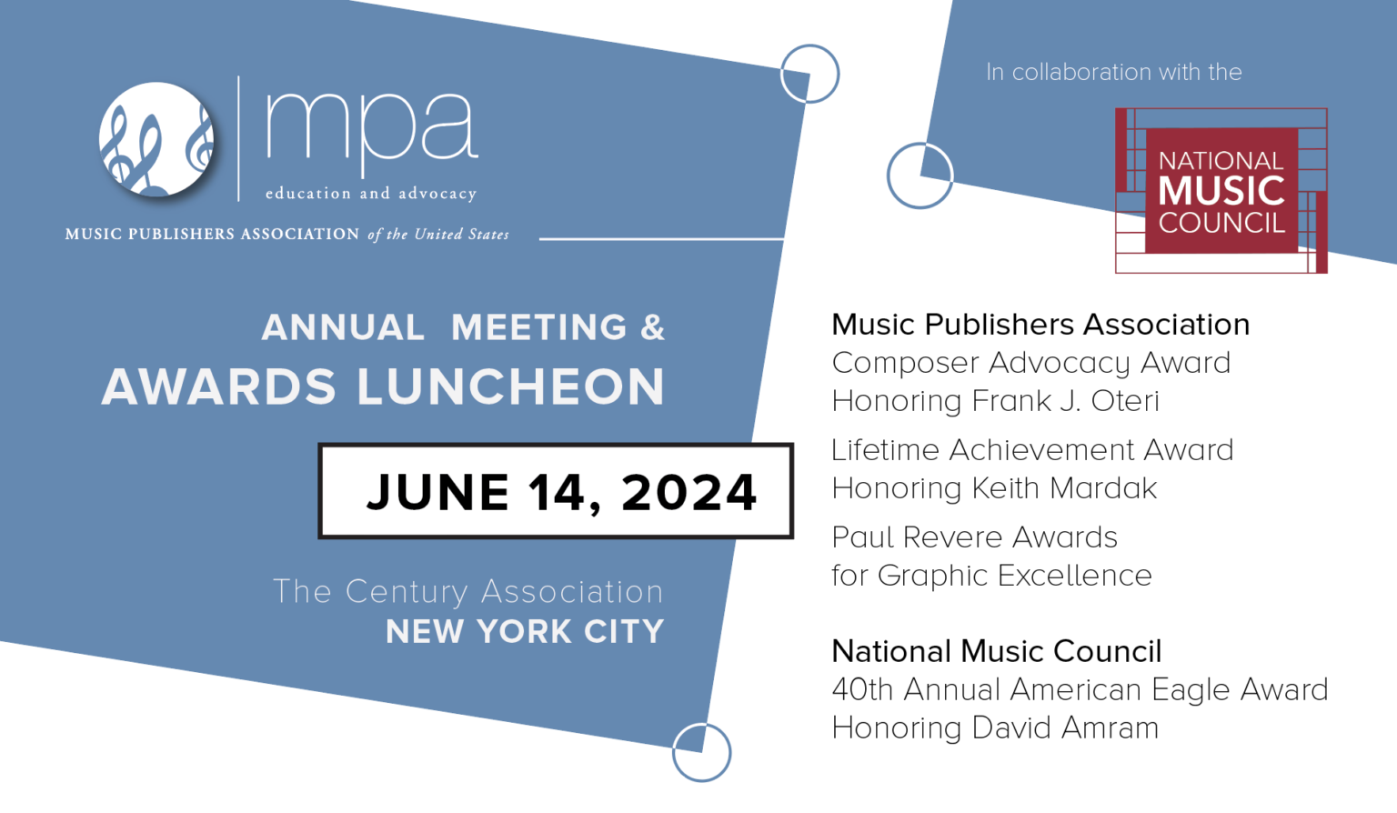 June 14, 2024 MPA Annual Awards + NMC American Eagle Award • Music Publishers Association of